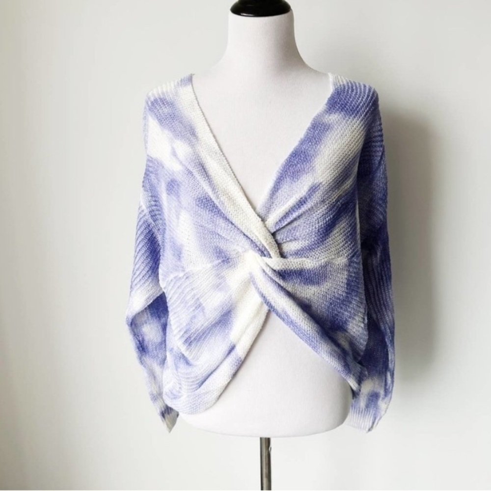NWT Anthropologie Twist Front Sweater - Purple/White - Size M / L